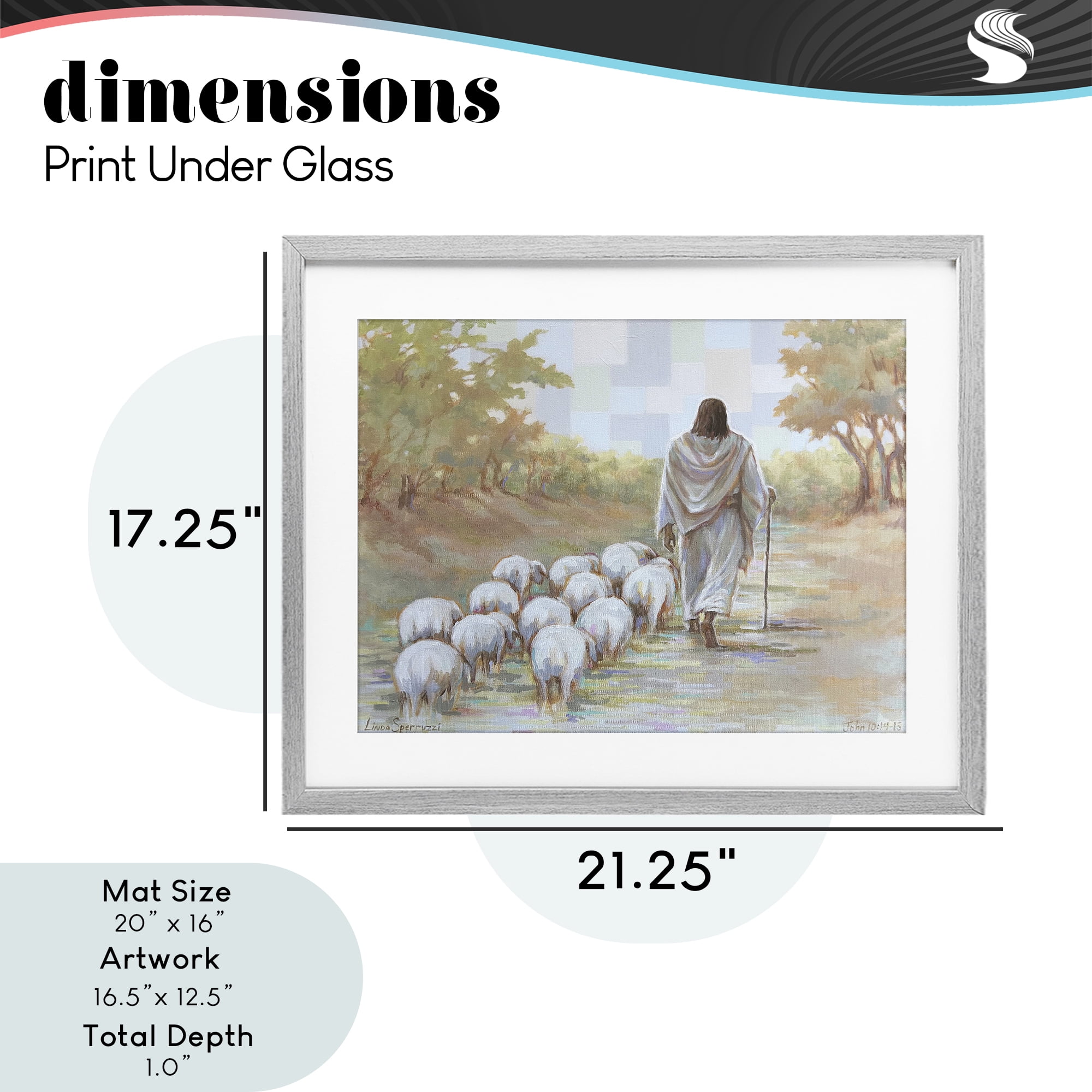 Stupell Industries Lead On Good Shepherd Gray Framed Print Under Glass, design by Linda Sperruzzi