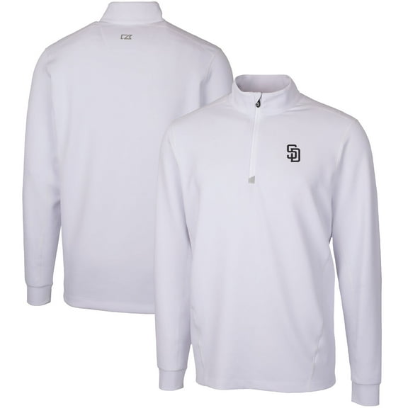 Men's Cutter & Buck  White San Diego Padres Traverse Stretch Quarter-Zip Pullover Top