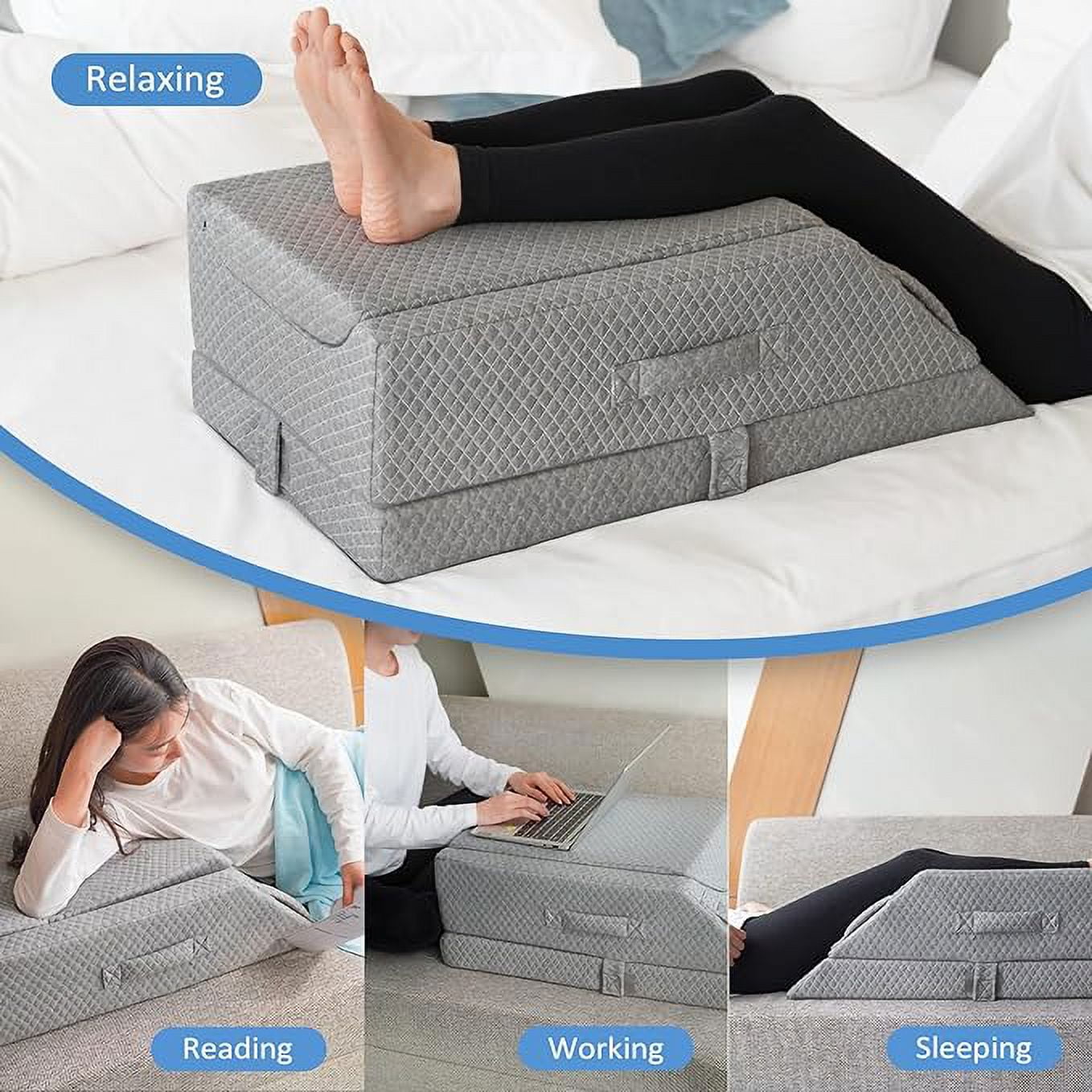 KingPavonini Adjustable Leg Elevation Pillows for Swelling After Surgery, Cooling Memory Foam Leg Wedge Pillow for Blood Circulation, Wedge Pillow for Sleeping, Sciatica Knee Hip Ankles Pain Relief