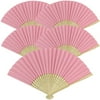 Just Artifacts 8.25-Inch folding Paper Hand Fan Light Pink (5 pcs)