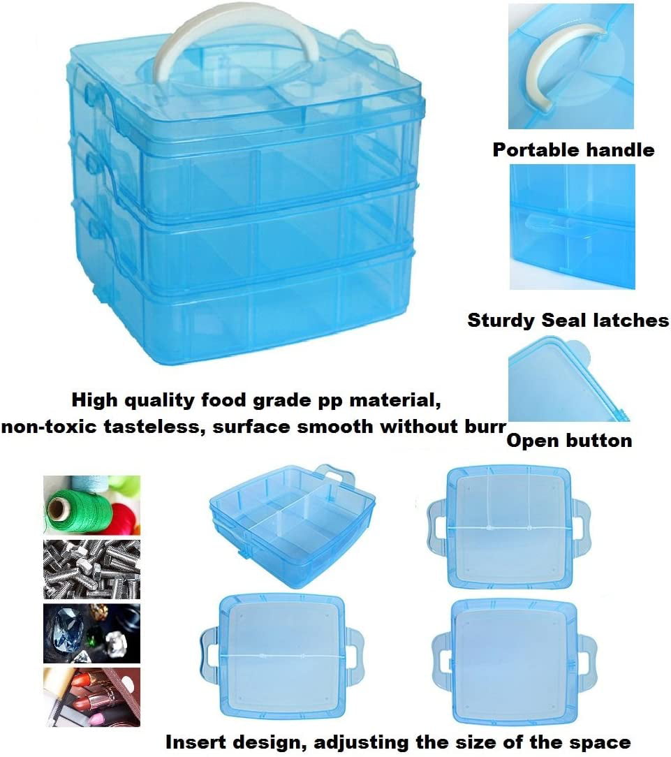 Anbestor 3 Layers Plastic Portable Storage Box, Multipurpose Organizer and  Storage Case for Art Craft and Cosmetic, Portable Handled Storage Box for