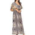 thumbnail image 3 of Sakkas Delma Women's Long Maxi Column V-neck Short Sleeve Slim Dress with Print - ZBK289-Black - One Size Regular, 3 of 5