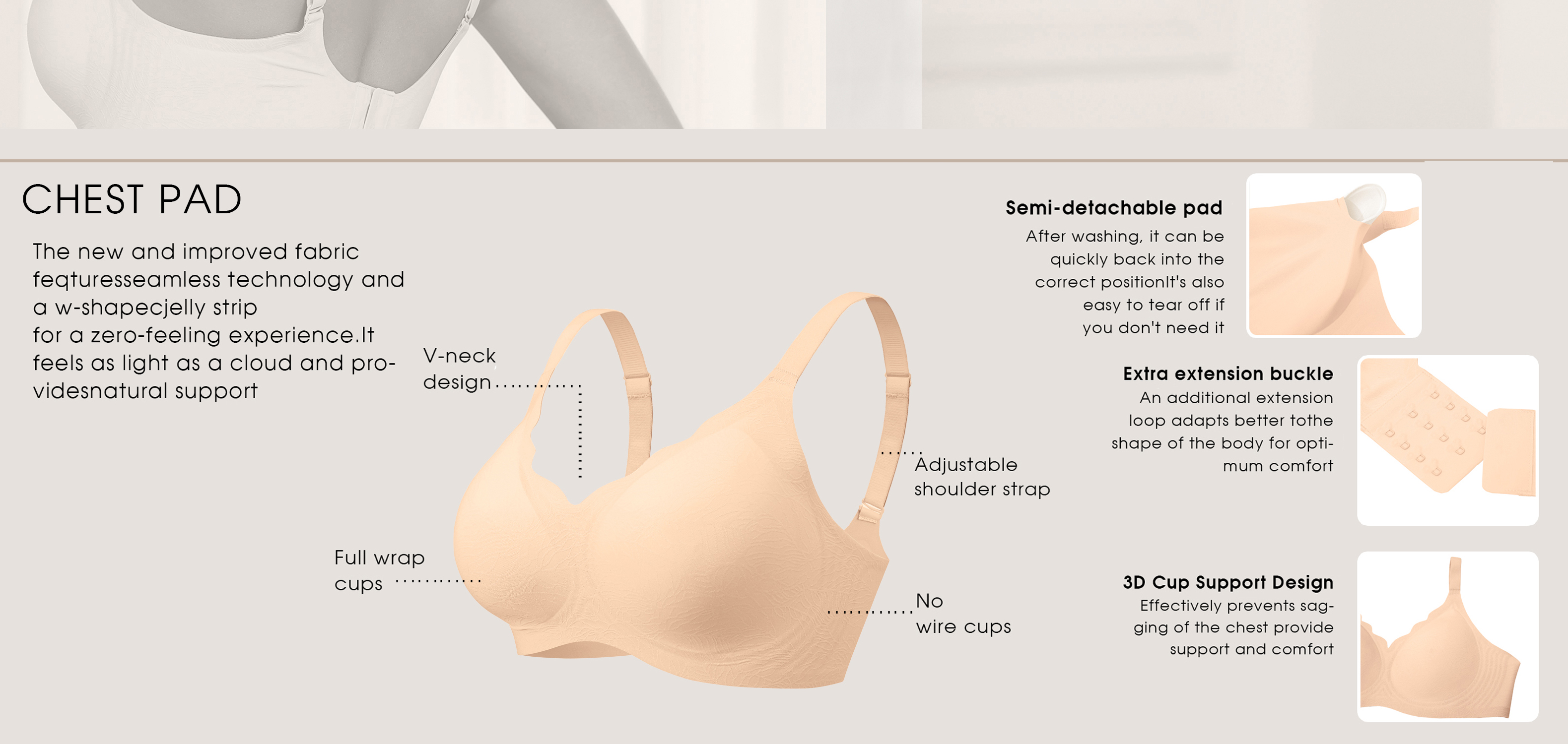 MINTREUS Women's Seamless Wireless Bra with Scalloped Design photo 6