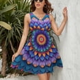 thumbnail image 3 of Purple Blue Mandala Pattern Dress Fashion Beach Long Dresses Female Party Printed Sundress, 3 of 7