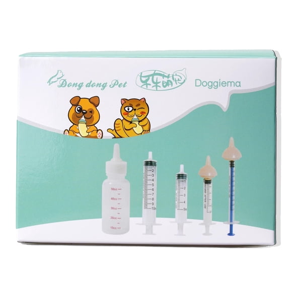 Doggiema Silicone Feeding Nipples and Syringes for Newborn Kittens, Puppies, Small Animals, Rabbits Dongdong pet