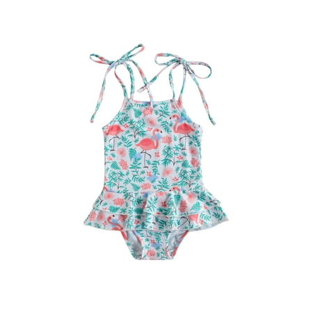 

Kids Girls Swimwear One-piece Swimsuit Summer Children Bodysuits Suspender Sleeveless Holiday Bathing Beachwear Tankini 2-7Y