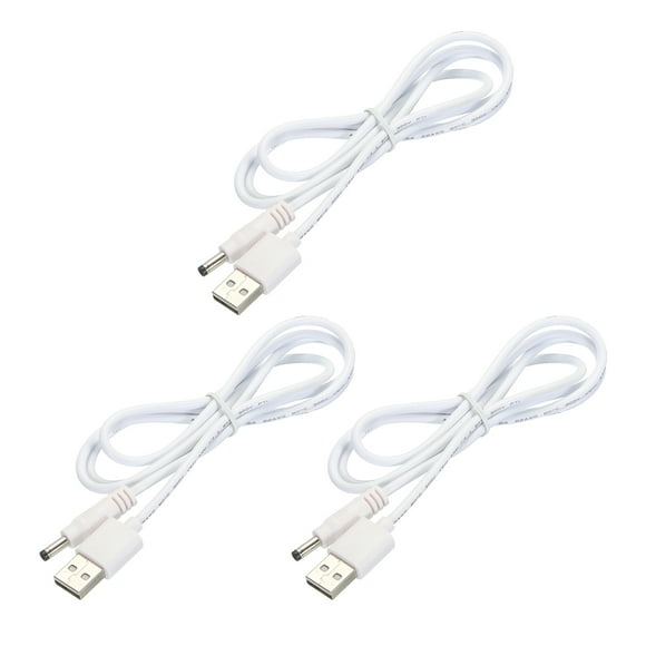 Cable de alimentación USB a DC de 1 M, USB a DC 4.0mm x 1.7mm, cable de 5V blanco para mini ventilador, cámara, dispositivos de tableta, 3 Pcs