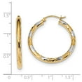 thumbnail image 2 of 14k & Rhodium Polished, Satin & D/C Hoop Earrings, 2 of 2