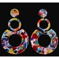 thumbnail image 4 of Clip on 2 3/4" red, green, multi colored graduated circle earrings, 4 of 4