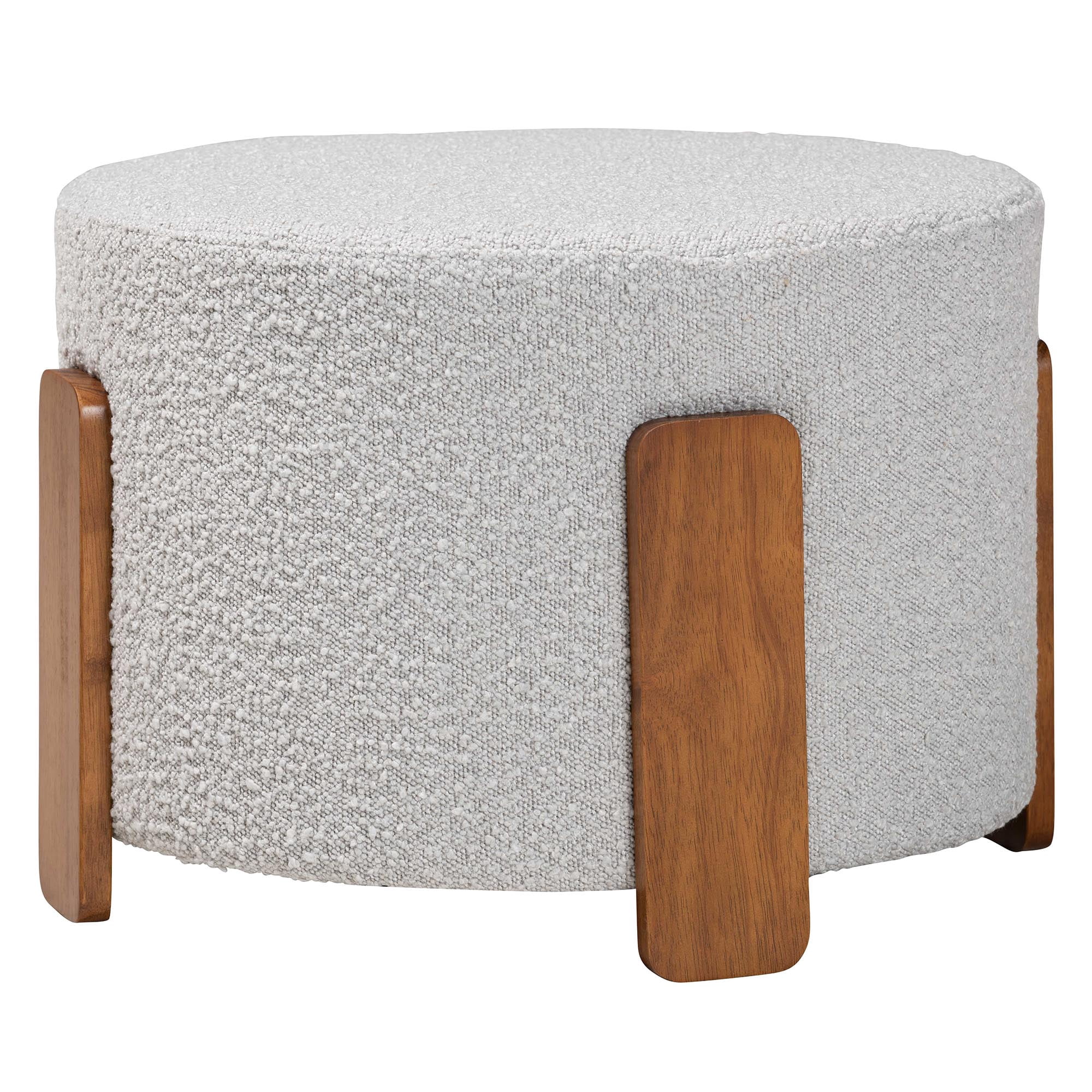 Baxton Studio Finlay Japandi Footstool, One Size, Walnut Brown