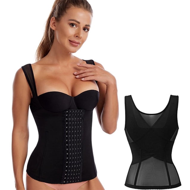 Fajas moldeadoras de cinturo para mujer, corsé busto, chaleco de poliéster, Control de , moldeador , faja de soporte para Negro XXL BLESIY Chaleco de entrenador de cintura