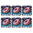 thumbnail image 2 of Pofeuu Starry Sky Pine Tree Donut Print Leather Coasters Set of 6, Round Cups Mugs Mat Pad for Home Kitchen Heat Resistant Drink Coasters,Square, 2 of 7