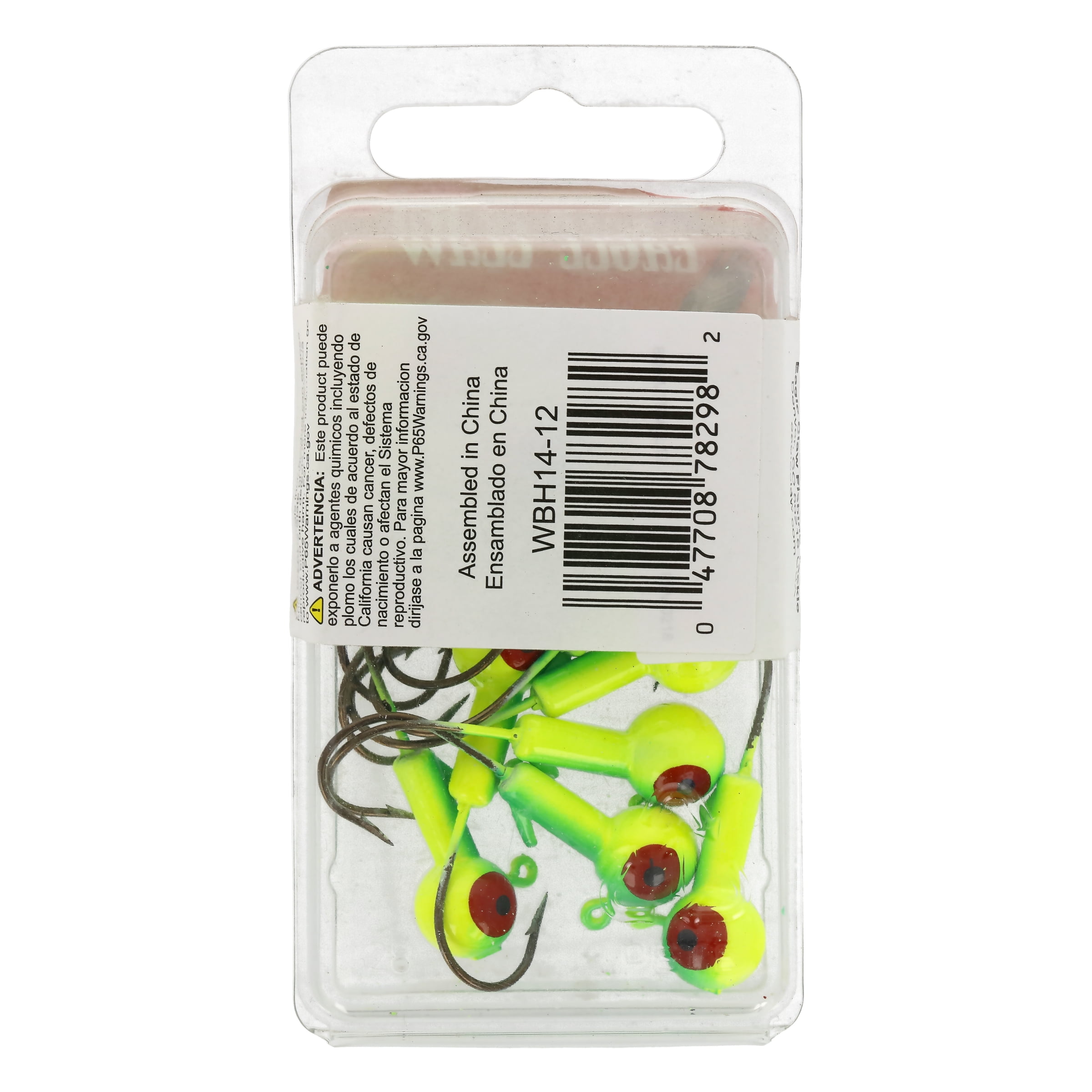 (3 pack) Eagle Claw Ball Head Fishing Jig, Lime & Chartreuse with Bronze Hook, 1/4 oz., 10 Count