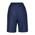 thumbnail image 5 of Casual Shorts for Women High Waist Loose Summer Bermuda Pants with Button Comfortable Solid Color Womens Shorts Navy L, 5 of 6