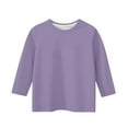 thumbnail image 5 of Gpaecead Kid's Girls 3/4 Sleeve Shirts Fashion Solid Color Round Neck Tops Shirt Purple, 5 of 6