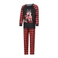 thumbnail image 3 of Combinaison Quotidienne à Carreaux à Taille Élastique Imprimée en Wapiti avec Col Rond et Pyjama Familial de 2 Pièces, 3 of 9