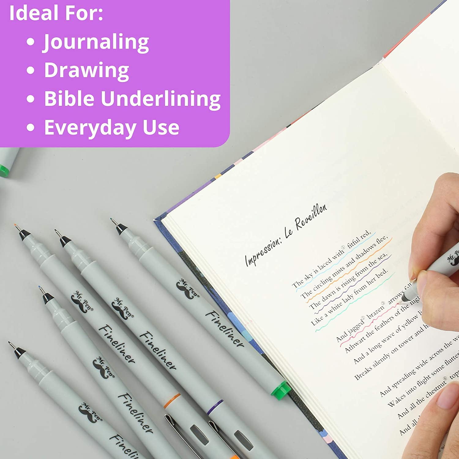 Mr. Pen Retractable Gel Pens, 6 Pack, 0.5mm, Vintage Mr. Pen Retractable Gel Pens, 6 Pack, 0.5mm, Vintage