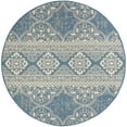 thumbnail image 5 of SAFAVIEH Beach House Kiaran Southwestern Indoor/Outdoor Area Rug Cream/Blue, 6'7" x 6'7" Round, 5 of 10