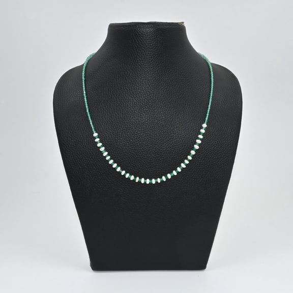 THE GEMS GRID Green Onyx Beads Necklace with Pearls | Natural Faceted Onyx Gemstone Necklace | Multi-Stone Handmade Jewelry for Women | Elegant Onyx Gifts