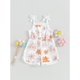 thumbnail image 6 of Bslissey Toddler Little Girls Cami Rompers Flower Print Tie Up Spaghetti Strap Shorts Jumpsuit Kids Summer Cute Sleeveless Playsuit for Daily Vacation 6 Months-4 Years, 6 of 8