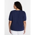 thumbnail image 3 of Terra & Sky Women's Plus Puff Sleeve Top, Sizes 0X-5X, 3 of 5