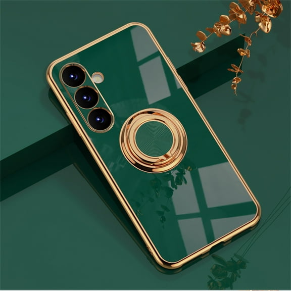 Samsung Galaxy A54 5G Phone Case with Ring Holder, Galaxy A54 Cover 5G, Kickstand Magnetic Plating Frame TPU Shockproof Anti-Scratch Girls Women Men Cover  Samsung A54 5G, Darkgreen