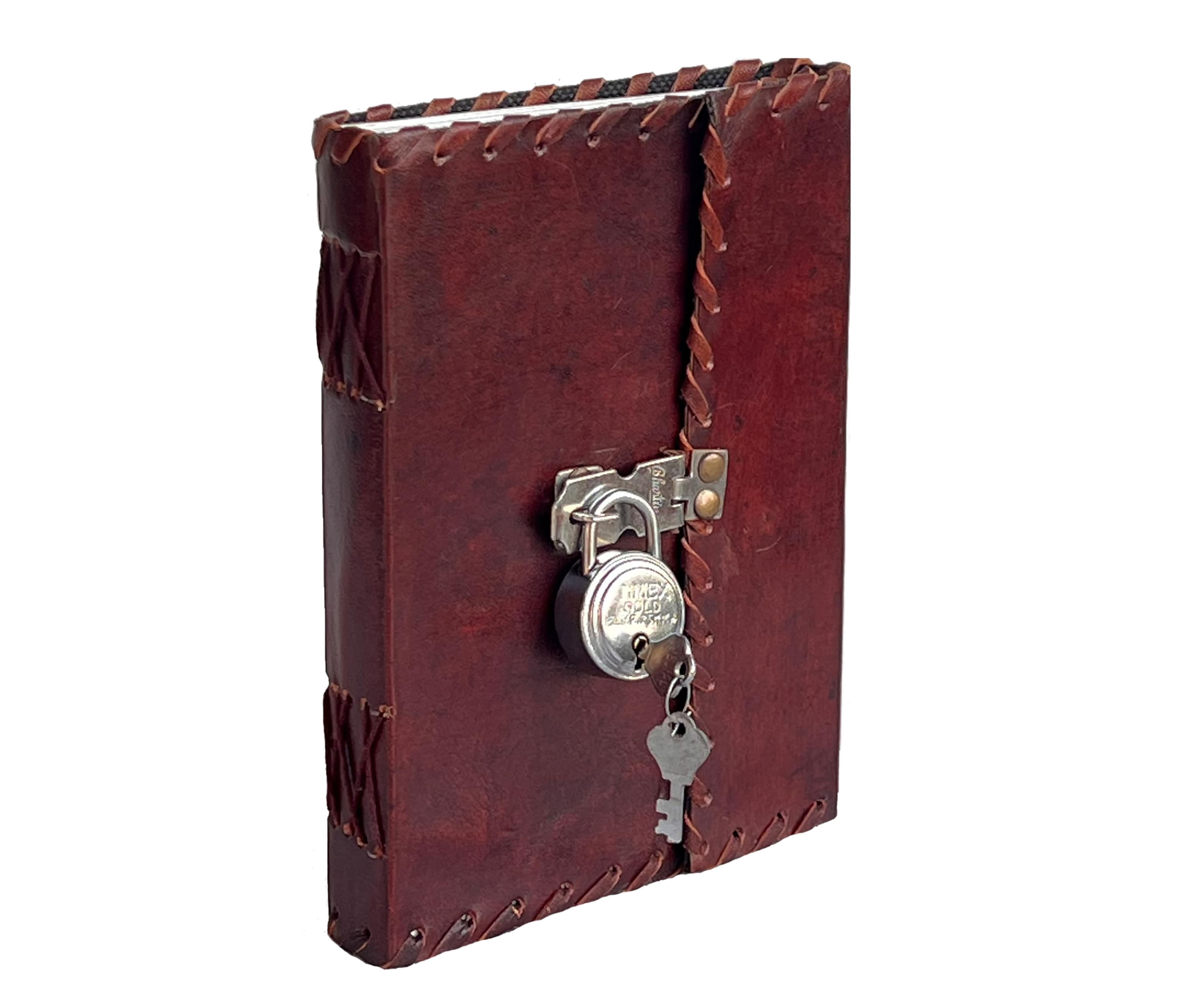 Jaald Leather Journal with Lock and Key Blank Notebook Travel Diary Refillable Writing Note Pad Daily Planner Organizer Guestbook Men Women