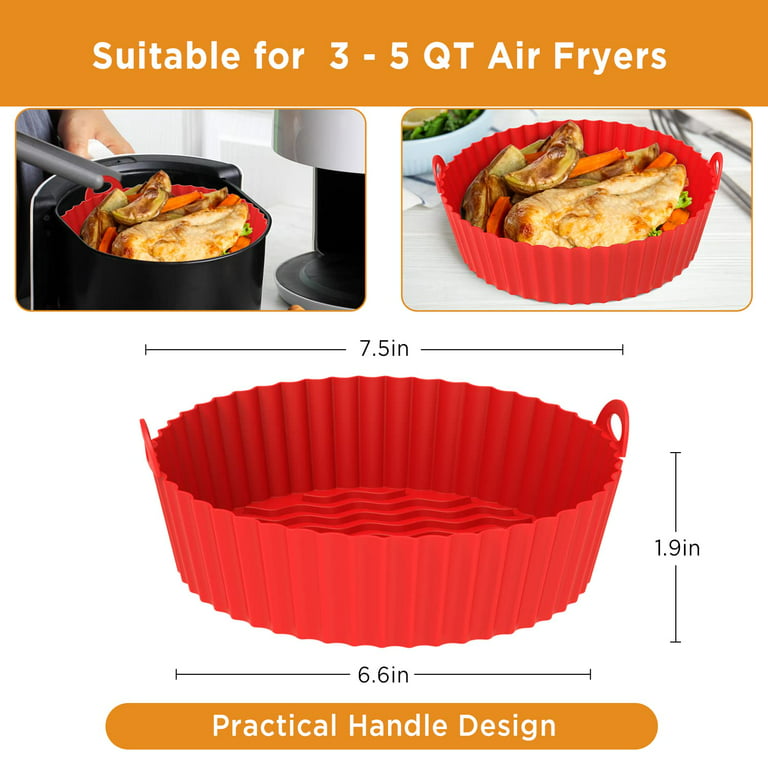 WILLED 2 Pack Air Fryer Silicone Baking Tray 7.5inch for 3 to 5 Qt