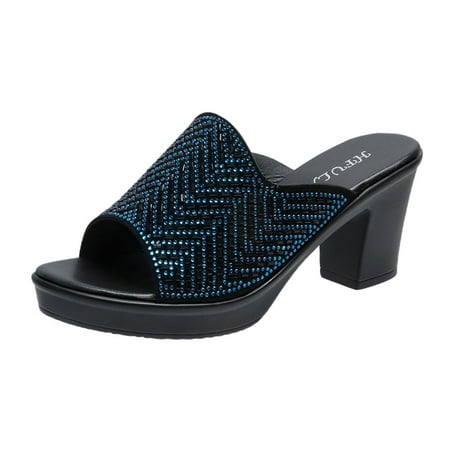 

Alueeu women s shoes Large Flat Bottom Summer New Two Wear Diamond One Line Women s Sandals women shoes for ladies summer