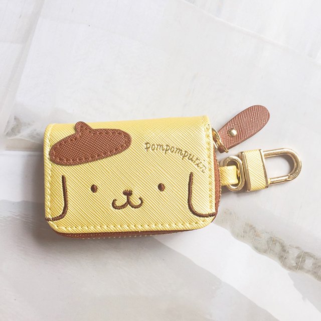 Monedero de cuero multifuncional de dibujos animados de Hello Kitty Sanrio, lindo estuche para llaves 3d, funda de Pu con cremallera, llavero de coche de dibujos animados, regalo