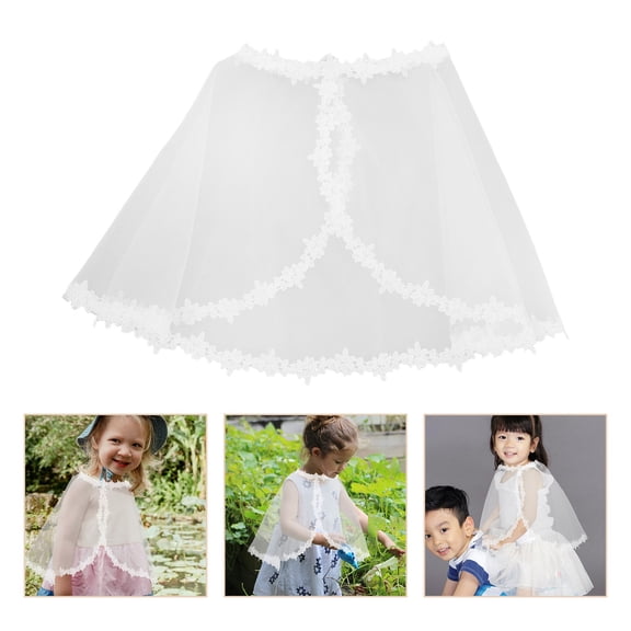 RENACLIPY Children's White Gauze Wrap Shawl 1 Set Breathable Lightweight Scarf for Kids Parties and Spring Weather
