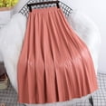 thumbnail image 2 of RUTAYY Women Pleated Extended Autumn/winter Elastic High Waist A-Line Pleated PU Leather Skirt Solid Color Flowy Swing Skirts, 2 of 3