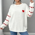 thumbnail image 3 of FNFYFH Women's Cute Heart Sweater Love Print Valentine Knitted Top Casual Crewneck Long Sleeve Oversized Sweaters Pullover, 3 of 7