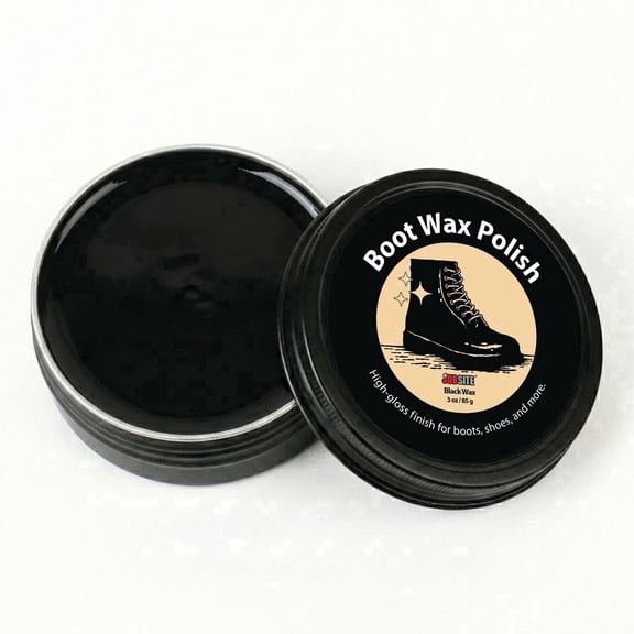 JobSite Boot Polish Wax - Stain Gloss High Shine Shoe Polish - Black Wax to Protect & Restore Leather Dress & Work Boots - 3 oz