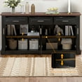 thumbnail image 6 of 63" Fluted Sideboard Buffet Cabinet with Storage,Coffee Bar with 3 Drawers and 4 Doors, Long Wider Modern Accent Buffet Table with Adjustable Shelves for Kitchen, Dining Room,Living Room,Black, 6 of 6