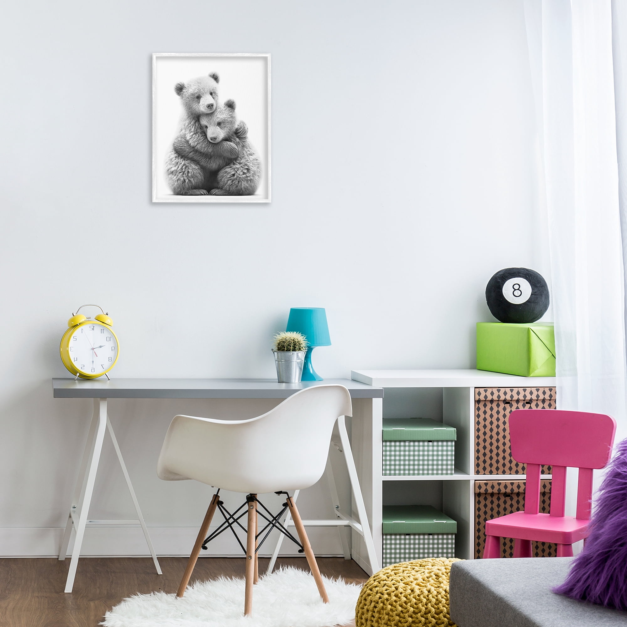 Stupell Industries Two Hugging Bears Animals & Insects Painting White Framed Art Print Wall Art, 16 x 20
