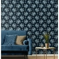 thumbnail image 2 of NextWall  Floral Bunches Peel and Stick Wallpaper 20.5 in. W x 18 ft. L - Midnight Blue & Toffee, 2 of 9