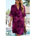 thumbnail image 4 of Vestido QACOHU con cuello en V, volantes en las mangas y flores moradas, talla L, 4 of 5