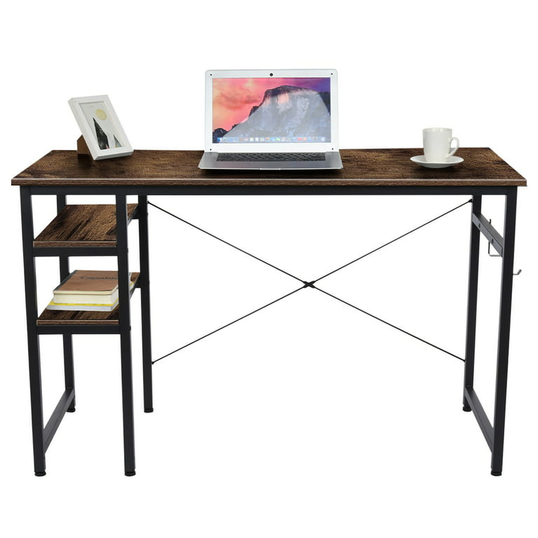 Foxemart Writing Computer Desk Modern Sturdy Office Desk PC Laptop Notebook  Study Table for Home Office Workstation, Black