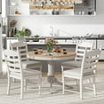 thumbnail image 4 of Harper & Bright Designs 5 Piece Kitchen Dining Table Set for 4, Solid Wood Extendable Round Dining Table Set and 4 Upholstered Chairs, Retro Functional Dining Set for Kitchen, Off White, 4 of 14