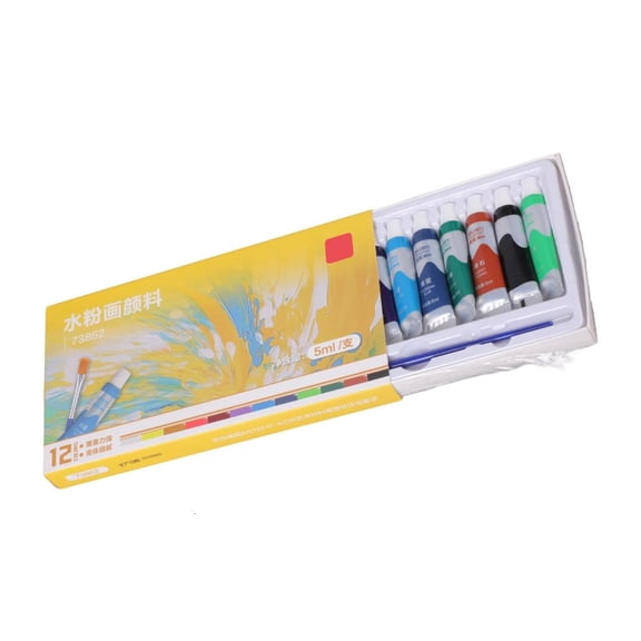 Ywmsfl 12 Color Gouache Paint Set with Paint Brush Professional Gouache Pigment Set Water-Based Paint for Canvas and Paper