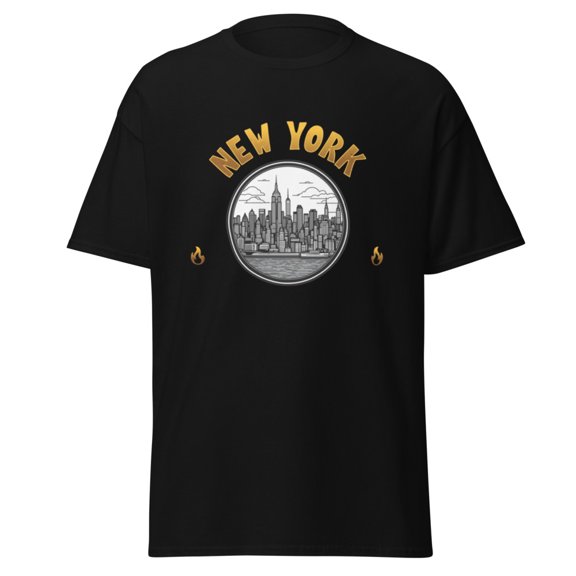 New York City Building Golden Illustration Unisex classic tee (Black, S)