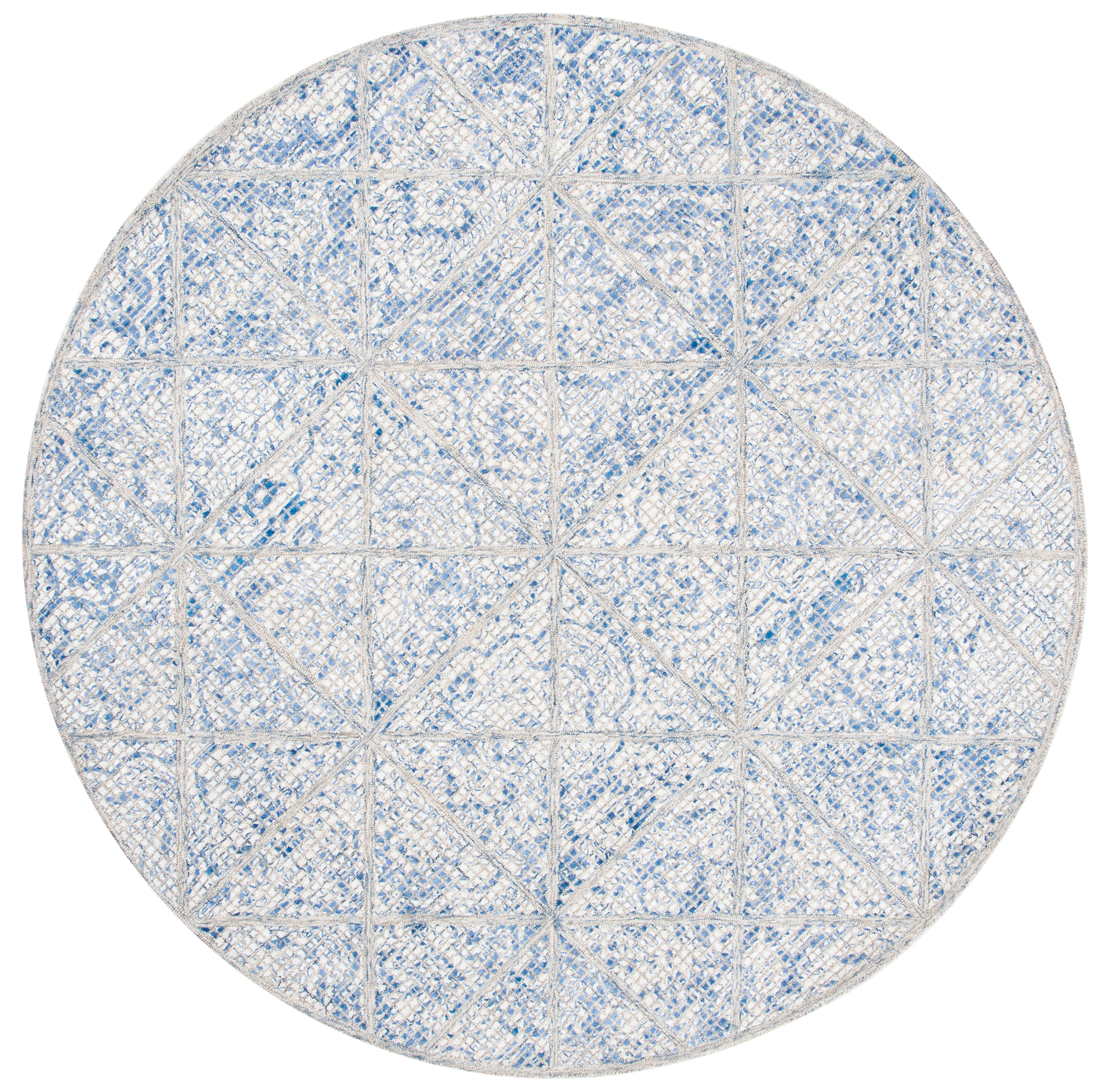 SAFAVIEH Artistry Bedelia Ogee Area Rug, Blue/Natural, 7' x 7' Round
