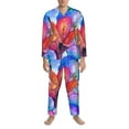 thumbnail image 4 of Bingfone Men'S Pajama Set 2 Piece Loungewear Pjs, Long Sleeve With Pajama Pants-Bright Flowers, 4 of 9