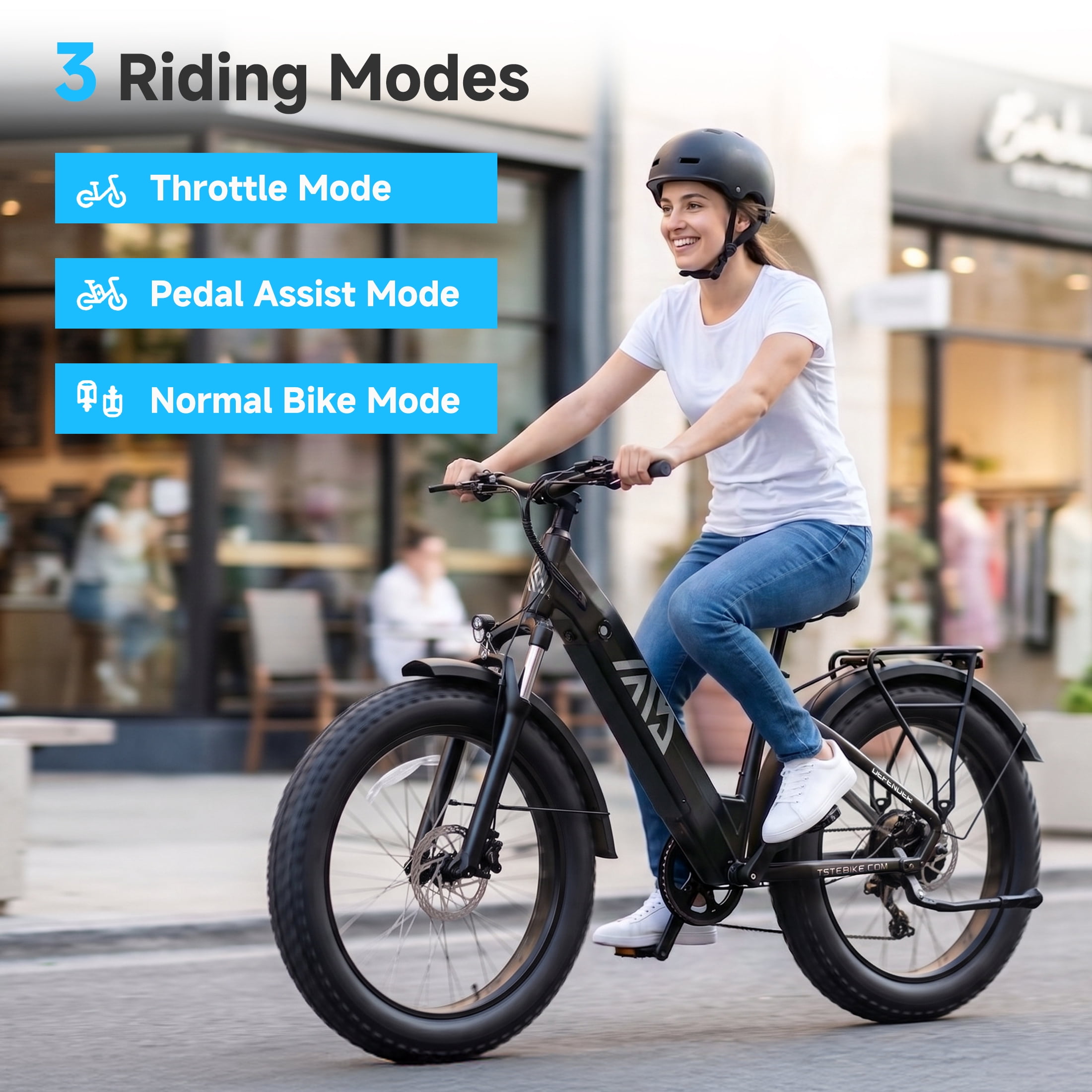 TST Dreamer Electric Bike for Women, 750W E-Mountain Bike, 26" Fat Tire Electric Bike, 48V/15Ah Battery UL2849, 60Miles Long Range, 7-Speed Gear, 20mph Fast Ebike