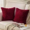 thumbnail image 2 of SUSIELADY Pack of 2 Super Soft Plush Decorative Throw Pillow Covers, Faux Fur Cushion Covers for Couch Sofa Bed, 20"x20" Inch, Red, 2 of 5