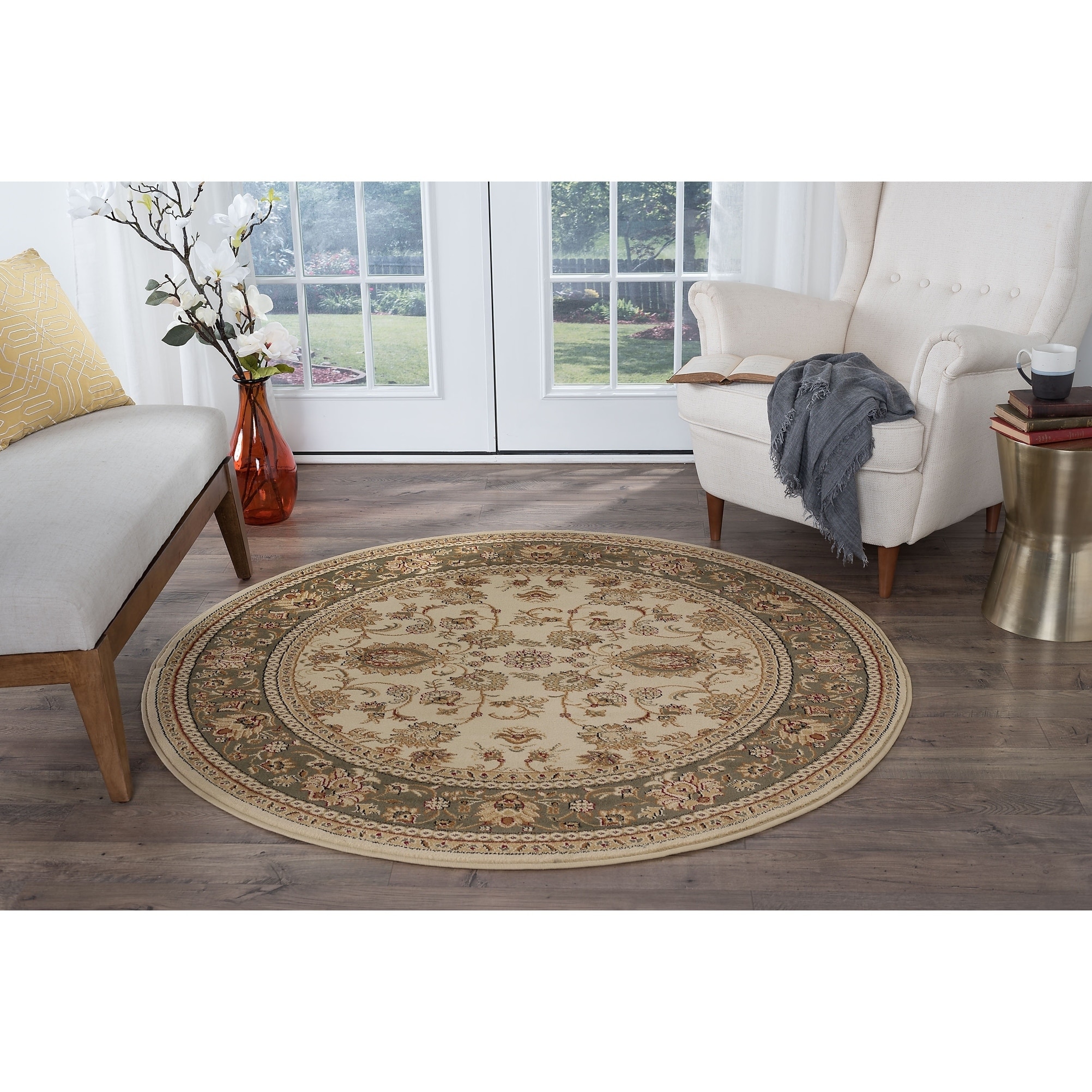 Alise Rugs Soho Traditional Oriental Round Area Rug 7'10 x 7'10
