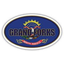 Grand Forks City North Dakota State Flag | ND Flag Grand Forks County Oval State Colors Bumper Sticker Car Decal 3x5 inches