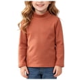 thumbnail image 3 of Ulanda Toddler Girls Mock Turtleneck Shirts Long Sleeve Thermal T-Shirt Cotton Girl Soft Basic Pullover Tops (Orange, 5-6 Years), 3 of 5