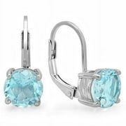 Amanda Rose Collection Sky Blue Topaz Lever Back Earrings in Sterling Silver, 3 ct